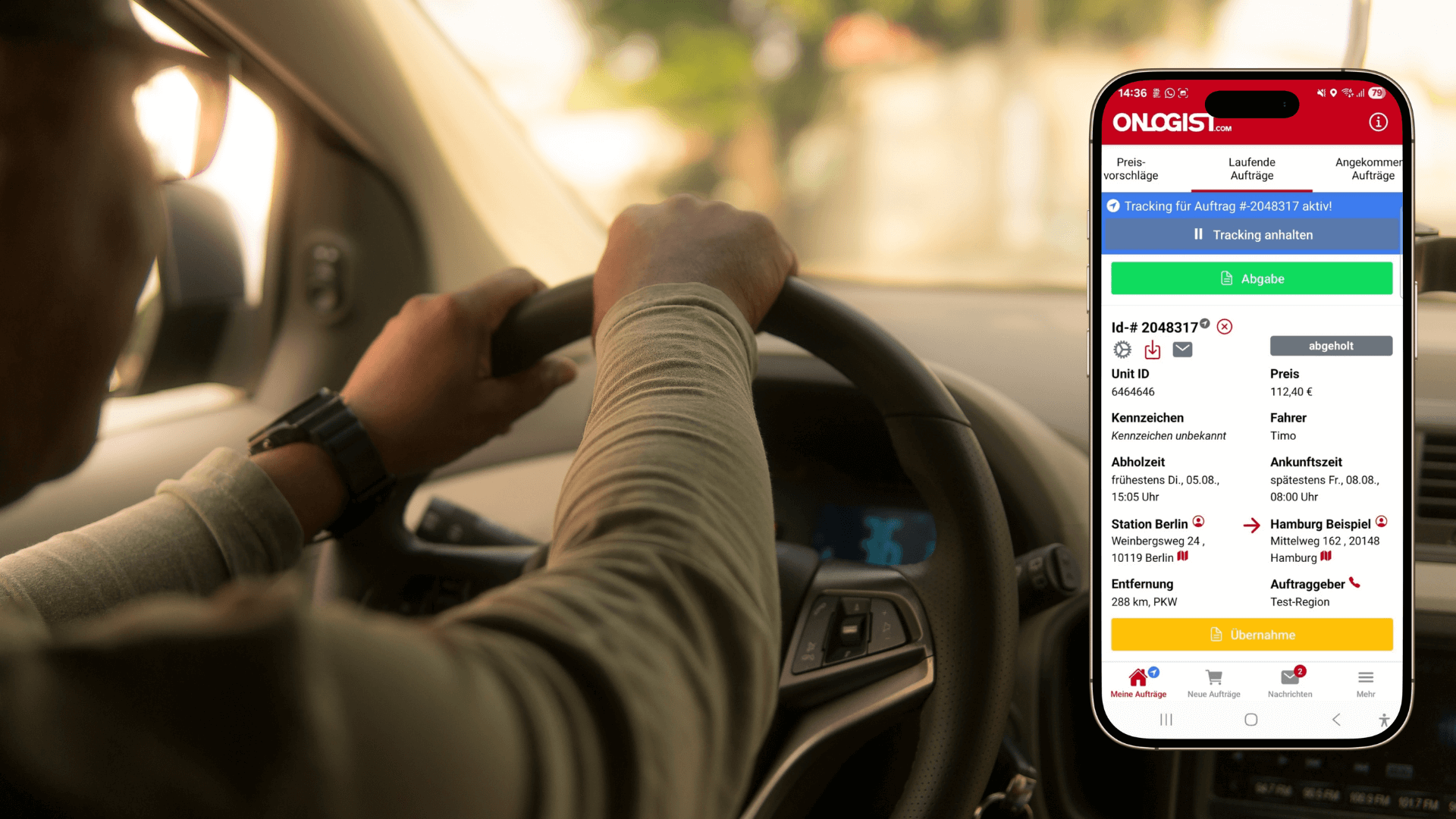 Tracking in vehicle transfer: clarity for drivers and clients