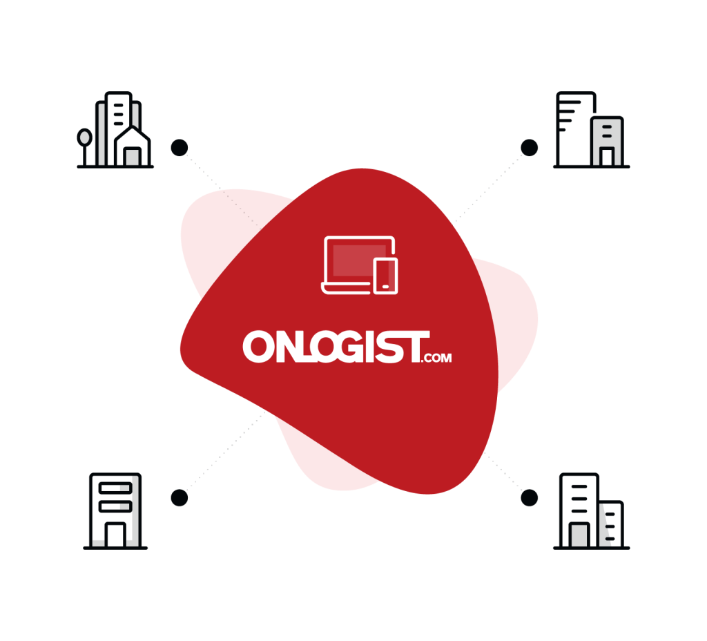 Illustration of several companies connected through ONLOGIST as a framework contract partner