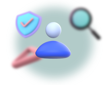 Illustrazione del controllo di una persona con scudo e lente d'ingrandimento a simboleggiare la verifica dei precedenti